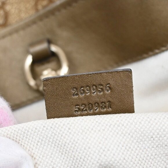 GUCCI Logo Heart Bit GG Bamboo Shoulder Bag Canvas Leather Bronze GHW 31YH569 - Picture 13 of 16